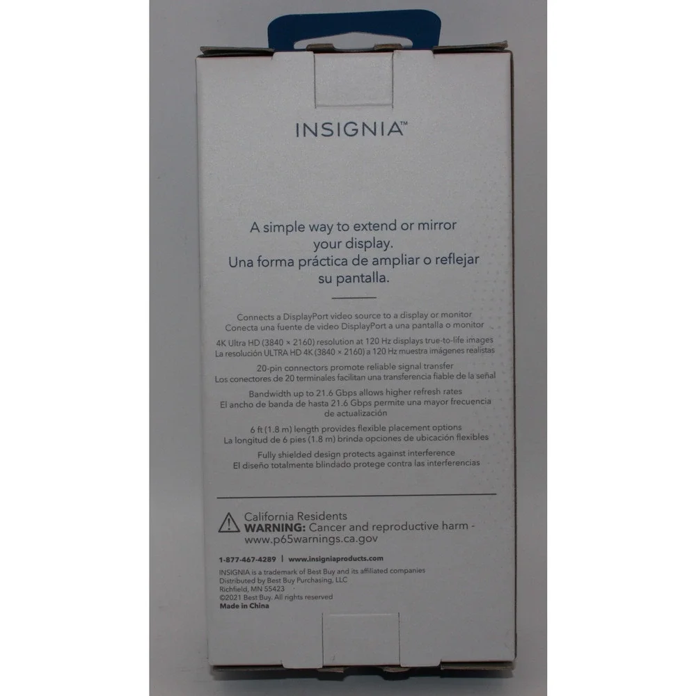 Insignia 6' Displayport To HDMI Cable 4K for Monitor TV extend or mirror your PC
